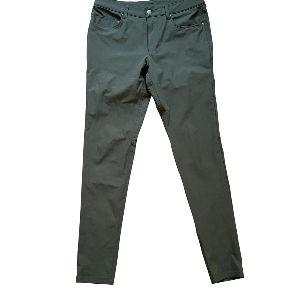 Lululemon Men's ABC Pants Slim Fit Warpstreme 5 Pocket Olive Green, Size 31